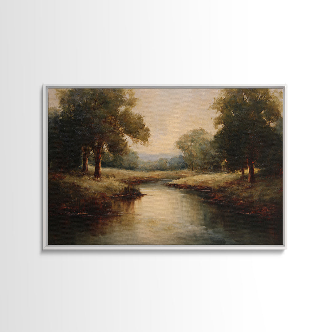 Classic Oil Painted Landscape Framed Canvas Print, Traditional Art, Indian Art, Living Room Decor, Oil Painting, Classic, TRA-3x2-5