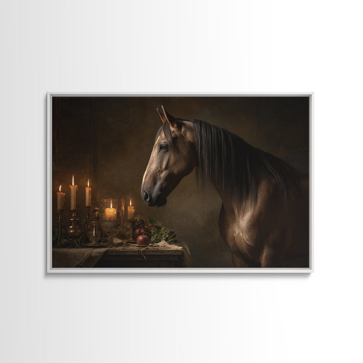 Realistic Horse Portrait Framed Canvas Print, Traditional Art, Digital Print, Living Room Decor, Oil Painting, Classic, TRA-3x2-55