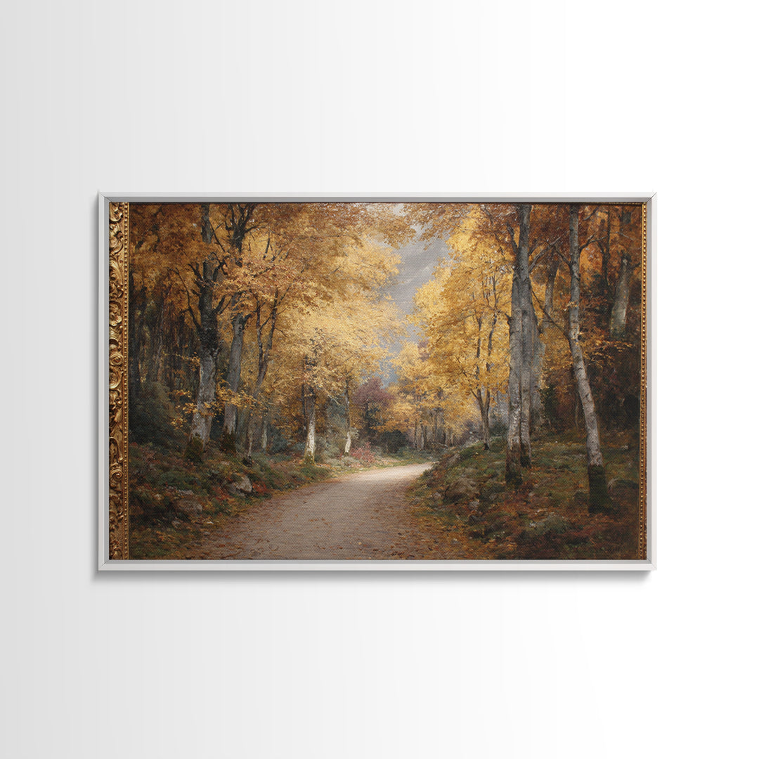 Autumn Forest Road Canvas Print, Traditional Art, Minimalist Decor, Living Room Decor, Oil Painting, Classic, Boho, TRA-3x2-68