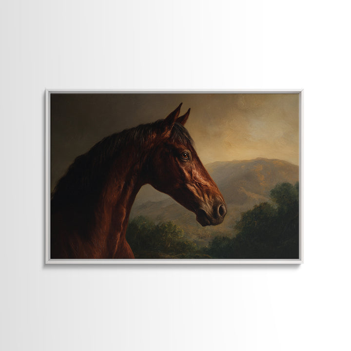 Realistic Horse Portrait Framed Canvas Print, Traditional Art, Wall Hanging, Living Room Decor, Classic, Japanese Decor, TRA-3x2-7