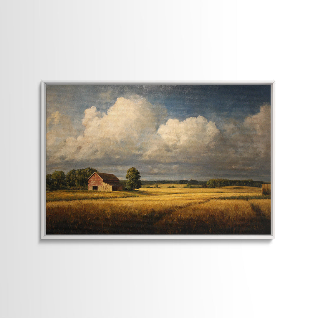 Barn and Farmland Canvas Print, Traditional Art, Painting, Living Room Decor, Fine Art, Classic, Art Commissions, Japanese Art, TRA-3x2-75