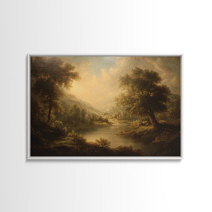 Classic Oil Painted Landscape Framed Canvas Print, Traditional Art, Room Decor, Living Room Decor, Fine Art, Classic, TRA-3x2-77