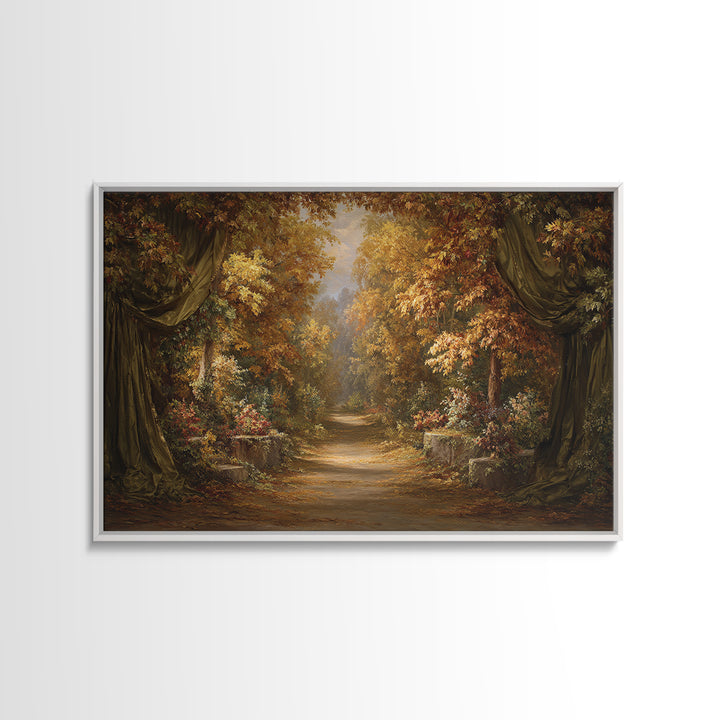 Autumn Forest Road Framed Canvas Print, Traditional Art, Wall Decor, Living Room Decor, Fine Art, Classic, Art Commissions, TRA-3x2-92