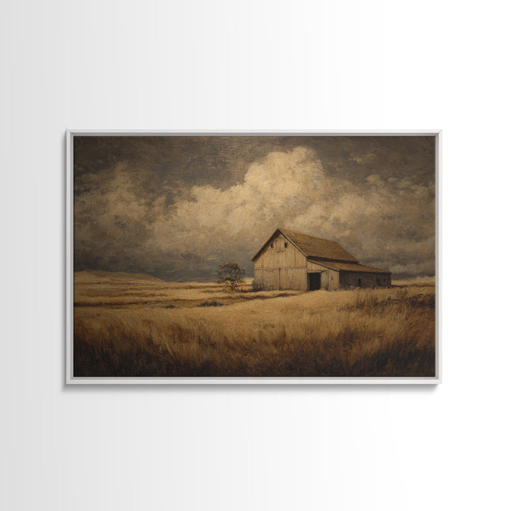 Barn and Farmland Framed Canvas Print, Traditional Art, Boho, Living Room Decor, Classic, Indian Wall Art, Japanese Decor, TRA-3x2-99