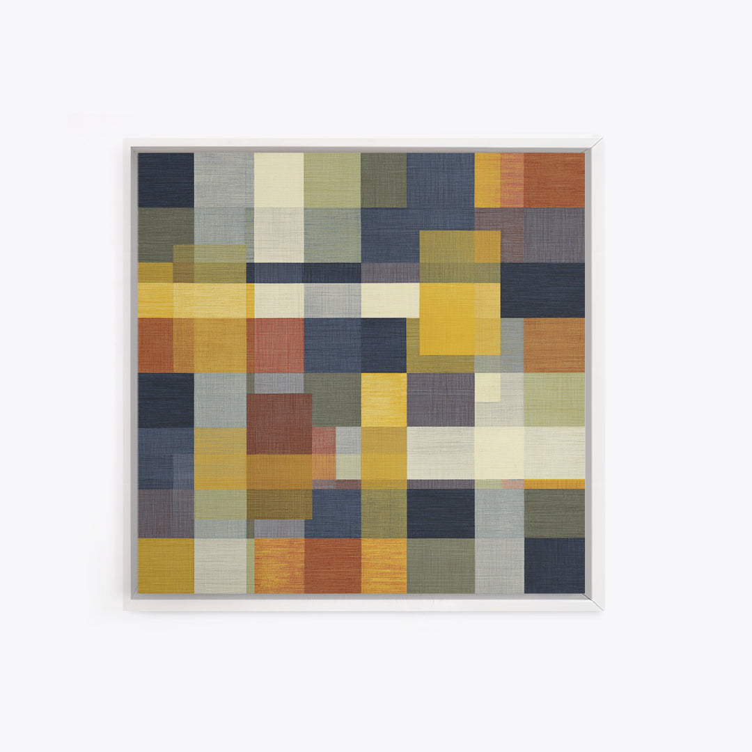 Woven Basket Pattern Enlarged as Modern Art Framed Canvas Print, Tribal Art, Statement Artwork, Living Room Decor, Tribal, TRI-1x1-38