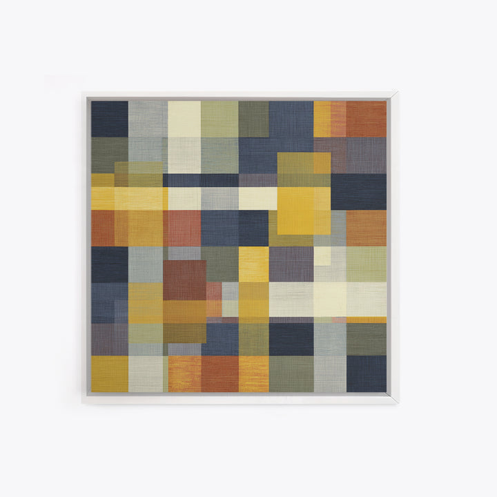 Woven Basket Pattern Enlarged as Modern Art Framed Canvas Print, Tribal Art, Statement Artwork, Living Room Decor, Tribal, TRI-1x1-38