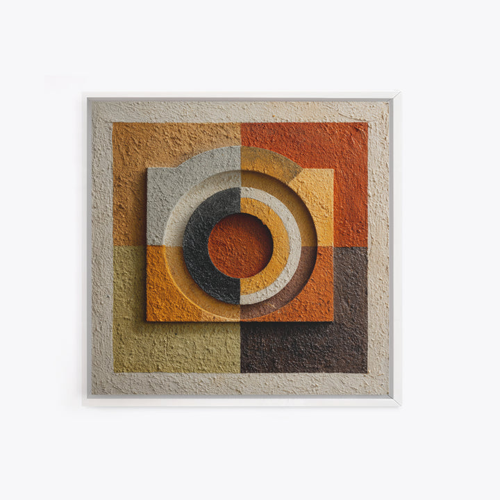 Abstract Drum Circle Suggested Through Repeated Forms Framed Canvas Print, Tribal Art, Earthy, Living Room Decor, Abstract Art, TRI-1x1-6