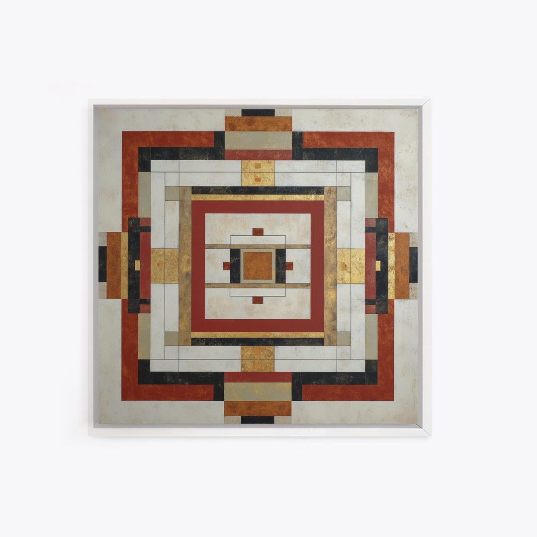 Geometric Border Design by Global Textiles Framed Canvas Print, Tribal Art, Abstract Print, Living Room Decor, Fine Art, Tribal, TRI-1x1-68
