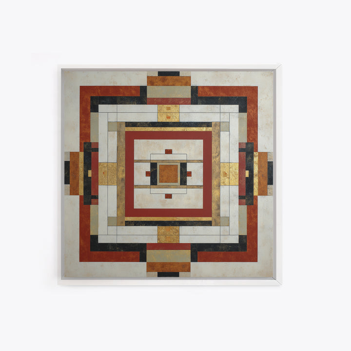 Geometric Border Design by Global Textiles Framed Canvas Print, Tribal Art, Abstract Print, Living Room Decor, Fine Art, Tribal, TRI-1x1-68