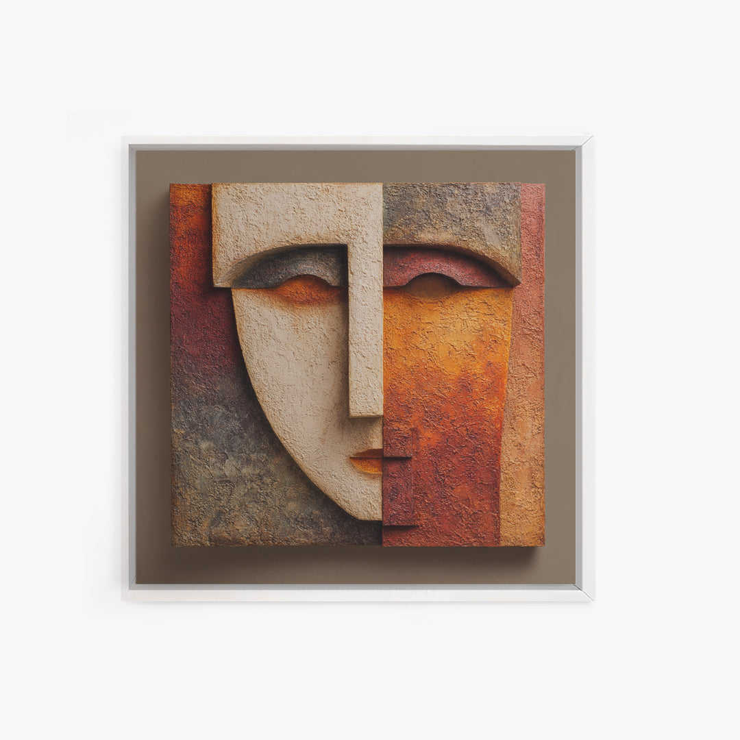 Bold Mask Portrait Framed Canvas Print, Tribal Art, Living Room Decor, Fine Art, Tribal, Rustic Home Decor, Black and White Art, TRI-1x1-73