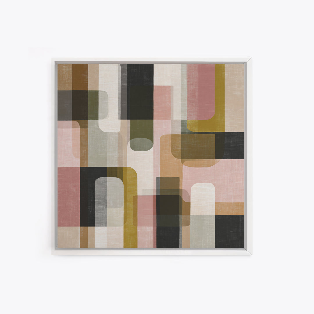 Earth Tone Geometric Pattern by Woven Cloth Framed Canvas Print, Tribal Art, Art Print, Living Room Decor, Abstract Art, Tribal, TRI-1x1-74