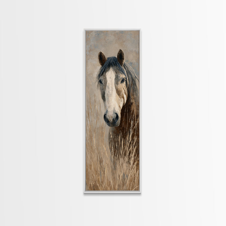 Tribal Horse Pattern Framed Canvas Print, Tribal Art, Fine Art Print, Living Room Decor, Oil Painting, Tribal, Wall Decor, TRI-1x3-30