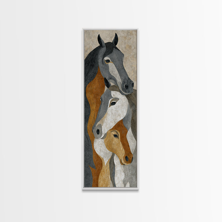 Tribal Horse Pattern Framed Canvas Print, Tribal Art, Fine Art Print, Living Room Decor, Oil Painting, Tribal, Wall Decor, TRI-1x3-54