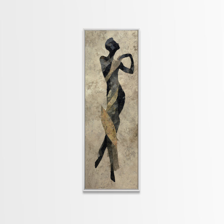 Ceremonial Dancer Silhouette Canvas Print, Tribal Art, Living Room Decor, Oil Painting, Tribal, Unique Wall Art, TRI-1x3-63