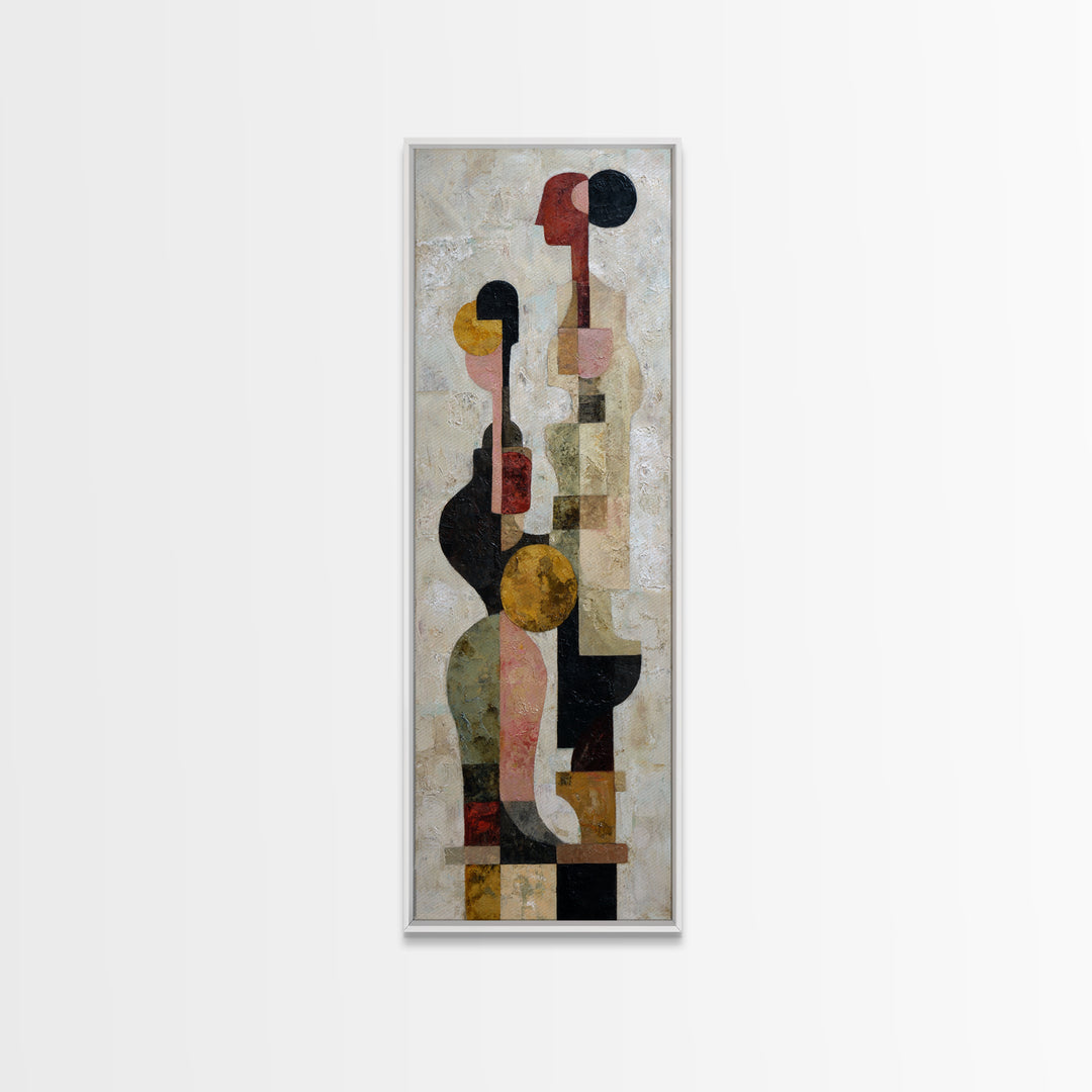 Abstract Family Figures Framed Canvas Print, Tribal Art, Room Decor, Living Room Decor, Fine Art, Tribal, Abstract Wall Art, TRI-1x3-83