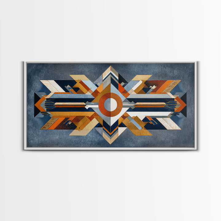 Eagle Totem with Feathers and Geometric Shapes Canvas Print, Tribal Art, Home Decor, Living Room Decor, Abstract Art, Tribal, TRI-2x1-32
