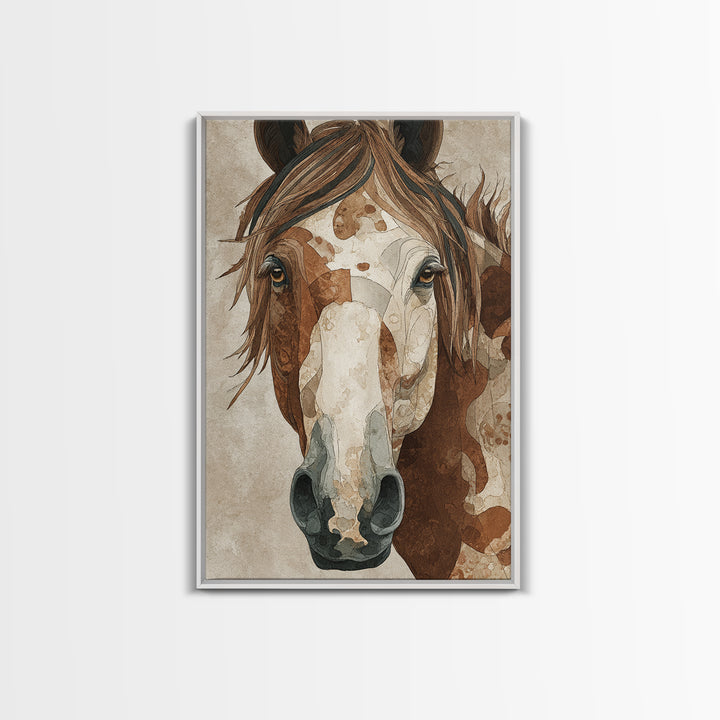 Tribal Horse Pattern Framed Canvas Print, Tribal Art, Art, Living Room Decor, Abstract Art, Tribal, Gallery Wall Art, TRI-2x3-26