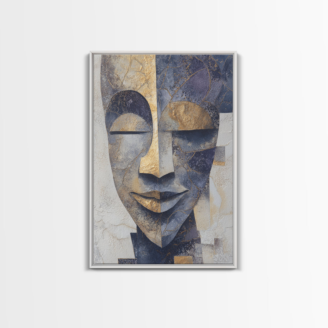 Bold Mask Portrait Canvas Print, Tribal Art, Canvas Painting, Living Room Decor, Oil Painting, Tribal, Original Abstract, TRI-2x3-9