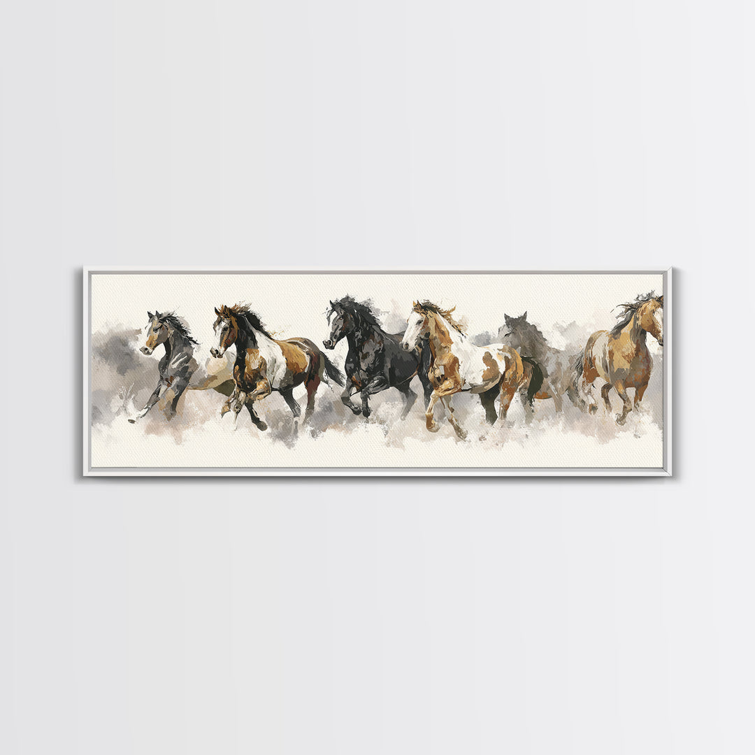 Tribal Horse Pattern Framed Canvas Print, Tribal Art, Boho Wall Decor, Living Room Decor, Fine Art, Tribal, Southwestern Decor, TRI-3x1-10