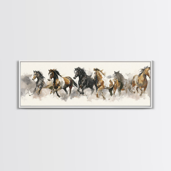 Tribal Horse Pattern Framed Canvas Print, Tribal Art, Boho Wall Decor, Living Room Decor, Fine Art, Tribal, Southwestern Decor, TRI-3x1-10