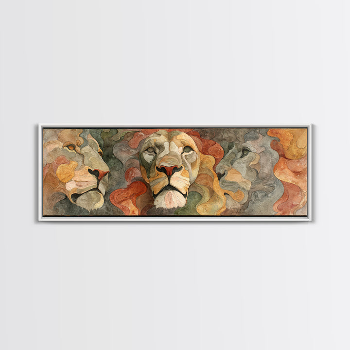 Lion Mask Abstraction Framed Canvas Print, Tribal Art, Gallery Decor, Living Room Decor, Abstract Art, Tribal, Home Decor, TRI-3x1-32