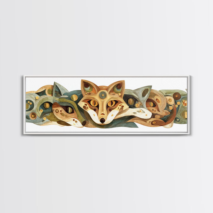 Stylized Animal Totem Framed Canvas Print, Tribal Art, Fine Art Print, Living Room Decor, Fine Art, Tribal, Wall Decor, TRI-3x1-44