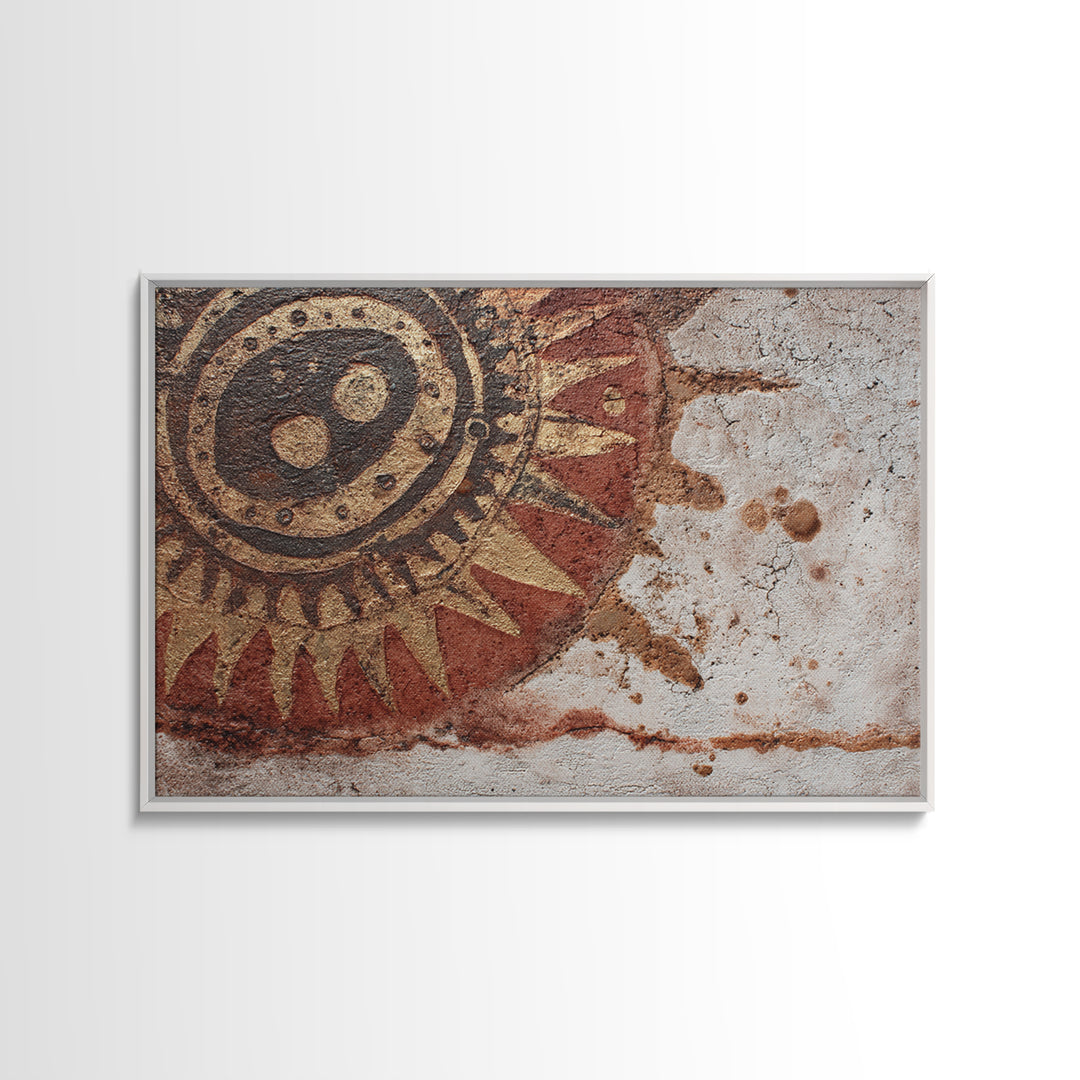 Handprint and Animal Track Composition Framed Canvas Print, Tribal Art, Room Decor, Living Room Decor, Fine Art, Tribal, TRI-3x2-45