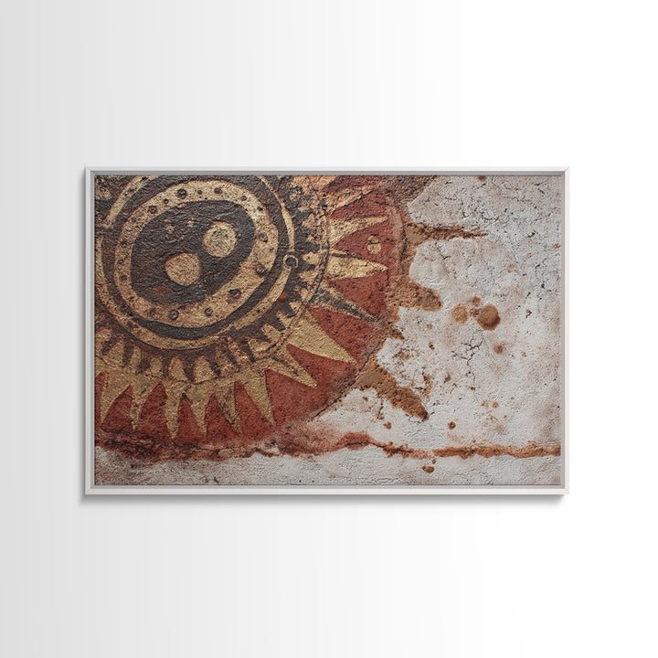 Handprint and Animal Track Composition Framed Canvas Print, Tribal Art, Room Decor, Living Room Decor, Fine Art, Tribal, TRI-3x2-45