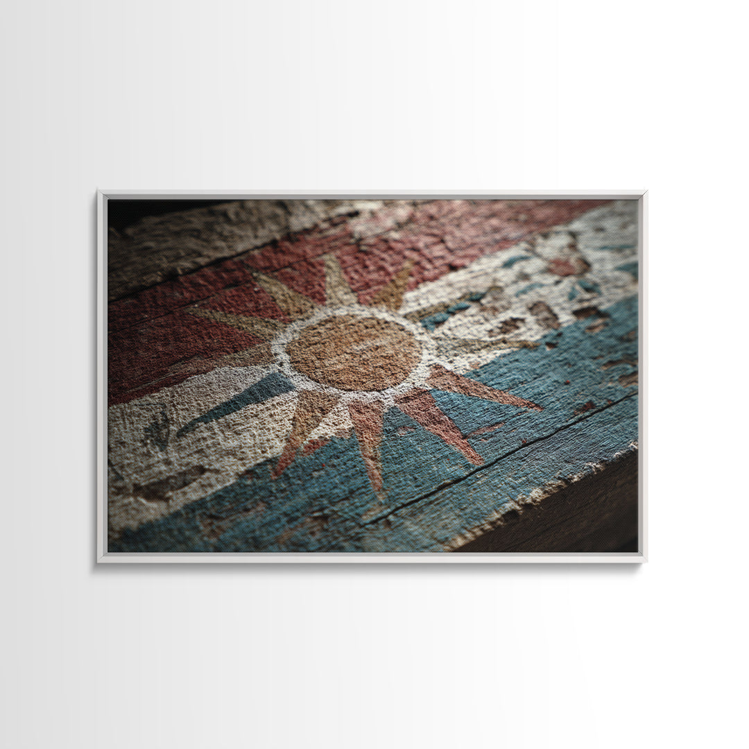 Tribal Sun Symbol Framed Canvas Print, Tribal Art, Fine Art Print, Living Room Decor, Fine Art, Tribal, Wall Decor, TRI-3x2-63