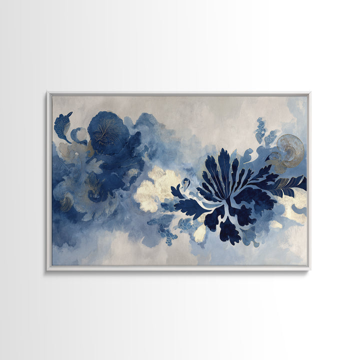 Indigo Textile Design Canvas Print, Tribal Art, Abstract Painting, Living Room Decor, Fine Art, Tribal, African Decor, TRI-3x2-84