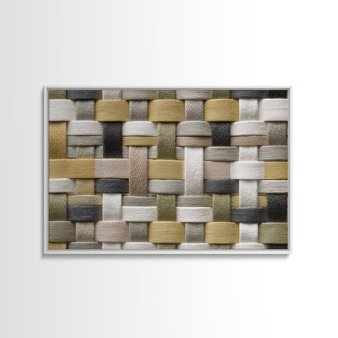 Woven Basket Pattern Enlarged as Modern Art Framed Canvas Print, Tribal Art, Gallery Decor, Living Room Decor, Fine Art, Tribal, TRI-3x2-90