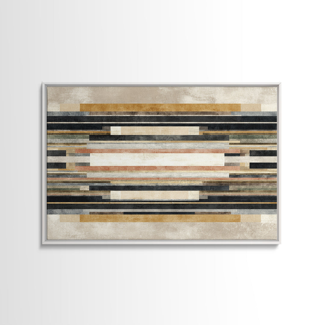 Geometric Border Design by Global Textiles Framed Canvas Print, Tribal Art, Gallery Wall Art, Living Room Decor, Tribal, TRI-3x2-96