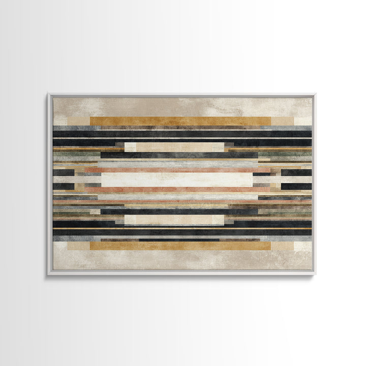 Geometric Border Design by Global Textiles Framed Canvas Print, Tribal Art, Gallery Wall Art, Living Room Decor, Tribal, TRI-3x2-96