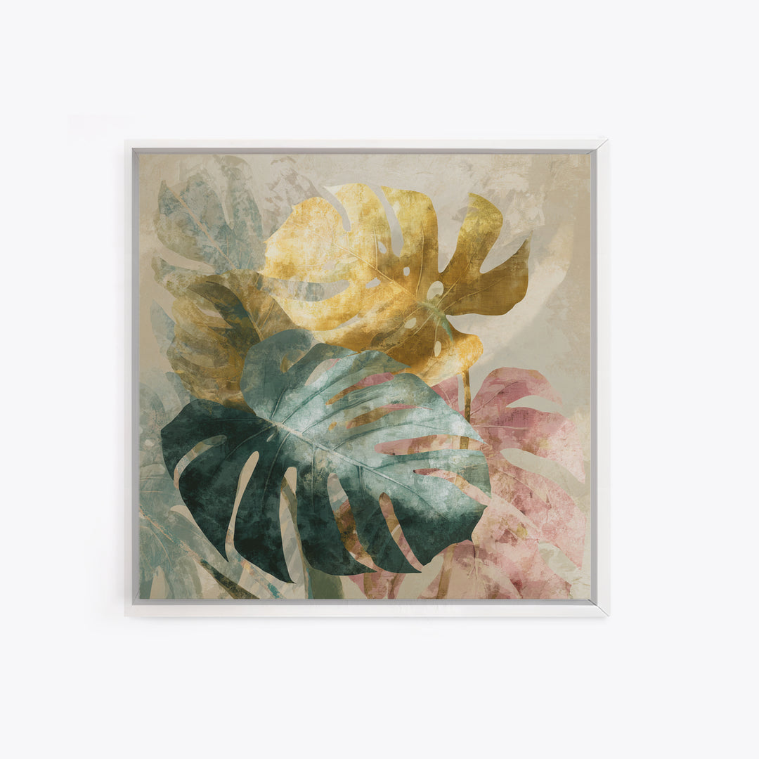 Lush Monstera Leaves Framed Canvas Print, Tropical Art, Modern Decor, Living Room Decor, Fine Art, Tropic, Wall Decor, TRO-1x1-1