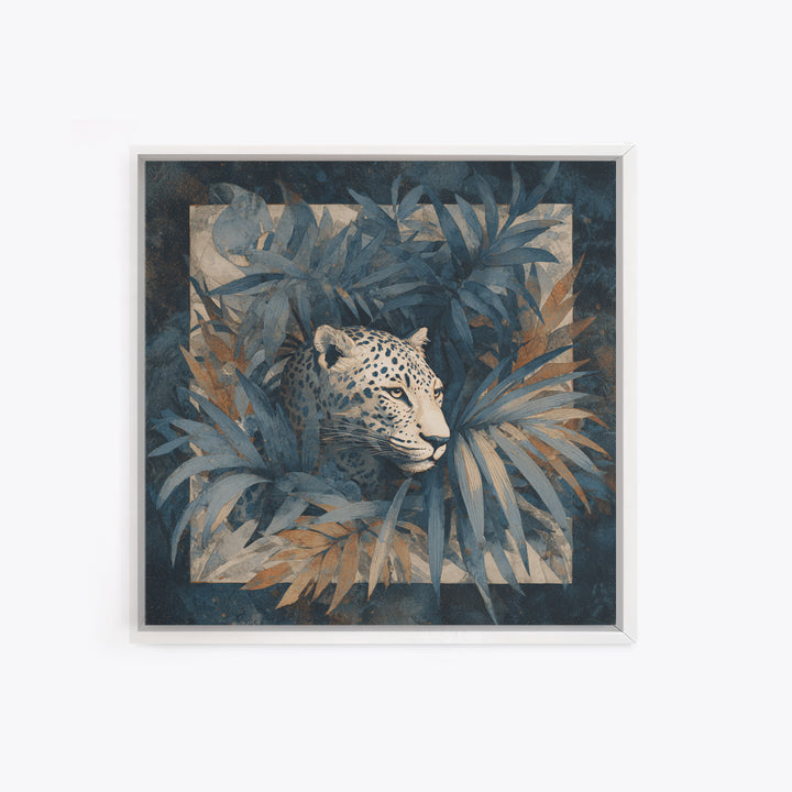 Leopard Hidden Among Palm Leaves Canvas Print, Tropical Art, Coastal Art, Living Room Decor, Fine Art, Tropic, Luxury Decor, TRO-1x1-14