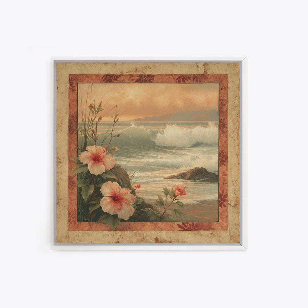 Sunset Surf Scene Canvas Print, Tropical Art, Beach Decor, Living Room Decor, Oil Painting, Tropic, Fine Art Print, TRO-1x1-22
