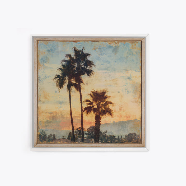 Palm Tree Silhouettes Framed Canvas Print, Tropical Art, Digital Art, Living Room Decor, Oil Painting, Tropic, Watercolor Art, TRO-1x1-28