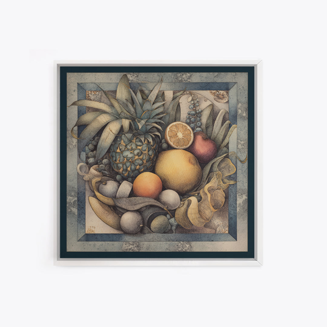 Tropical Fruit Market Arrangement Framed Canvas Print, Tropical Art, Coastal Decor, Living Room Decor, Fine Art, Tropic, TRO-1x1-39
