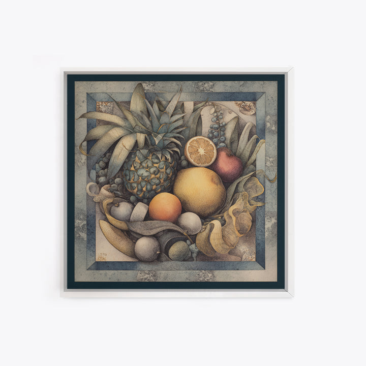 Tropical Fruit Market Arrangement Framed Canvas Print, Tropical Art, Coastal Decor, Living Room Decor, Fine Art, Tropic, TRO-1x1-39