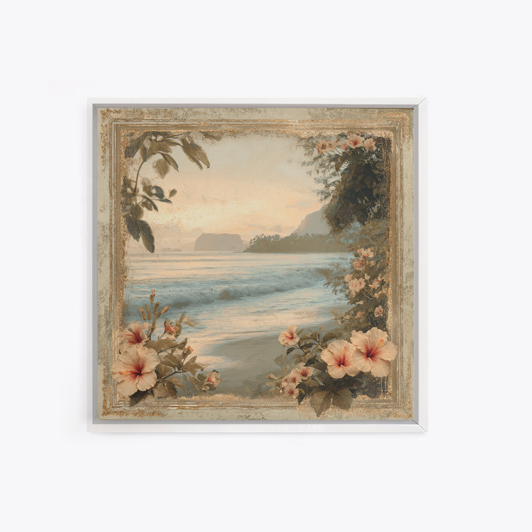 Sunset Surf Scene Framed Canvas Print, Tropical Art, Gallery Wall Art, Living Room Decor, Fine Art, Tropic, Textured Painting, TRO-1x1-46