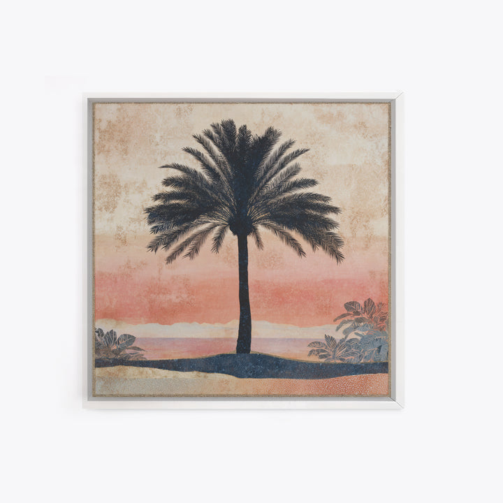 Palm Tree Silhouettes Framed Canvas Print, Tropical Art, Abstract Painting, Living Room Decor, Fine Art, Tropic, Gallery Decor, TRO-1x1-52