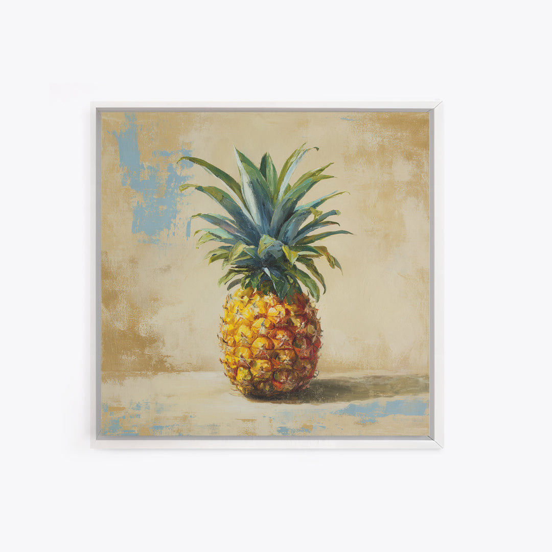 Pineapple and Palm Still Life Framed Canvas Print, Tropical Art, Downloadable Prints, Living Room Decor, Watercolor Art, Tropic, TRO-1x1-6