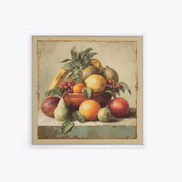 Tropical Fruit Market Arrangement Framed Canvas Print, Tropical Art, Neutral Decor, Living Room Decor, Fine Art, Tropic, TRO-1x1-63