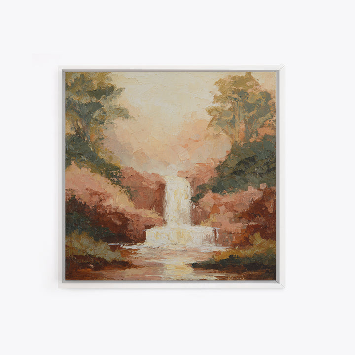 Jungle Waterfall with Misty Light Canvas Print, Tropical Art, Minimalist Decor, Living Room Decor, Fine Art, Tropic, TRO-1x1-85