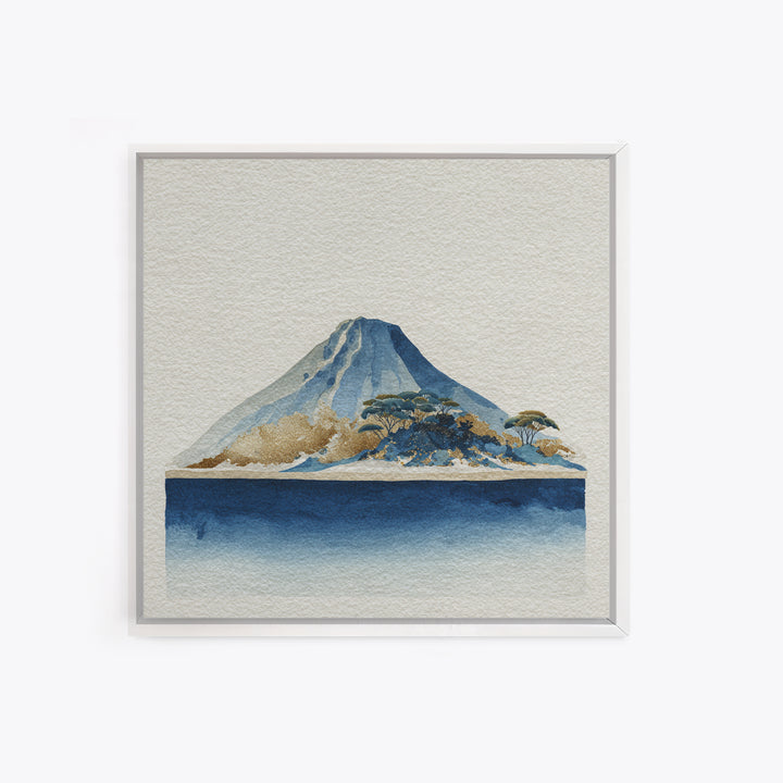 Island Volcano with Lush Foreground Canvas Print, Tropical Art, Contemporary Art, Living Room Decor, Fine Art, Tropic, TRO-1x1-89