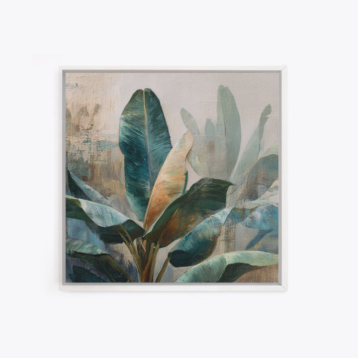 Banana Leaves Layered Canvas Print, Tropical Art, Statement Artwork, Living Room Decor, Fine Art, Tropic, Digital Prints, TRO-1x1-9