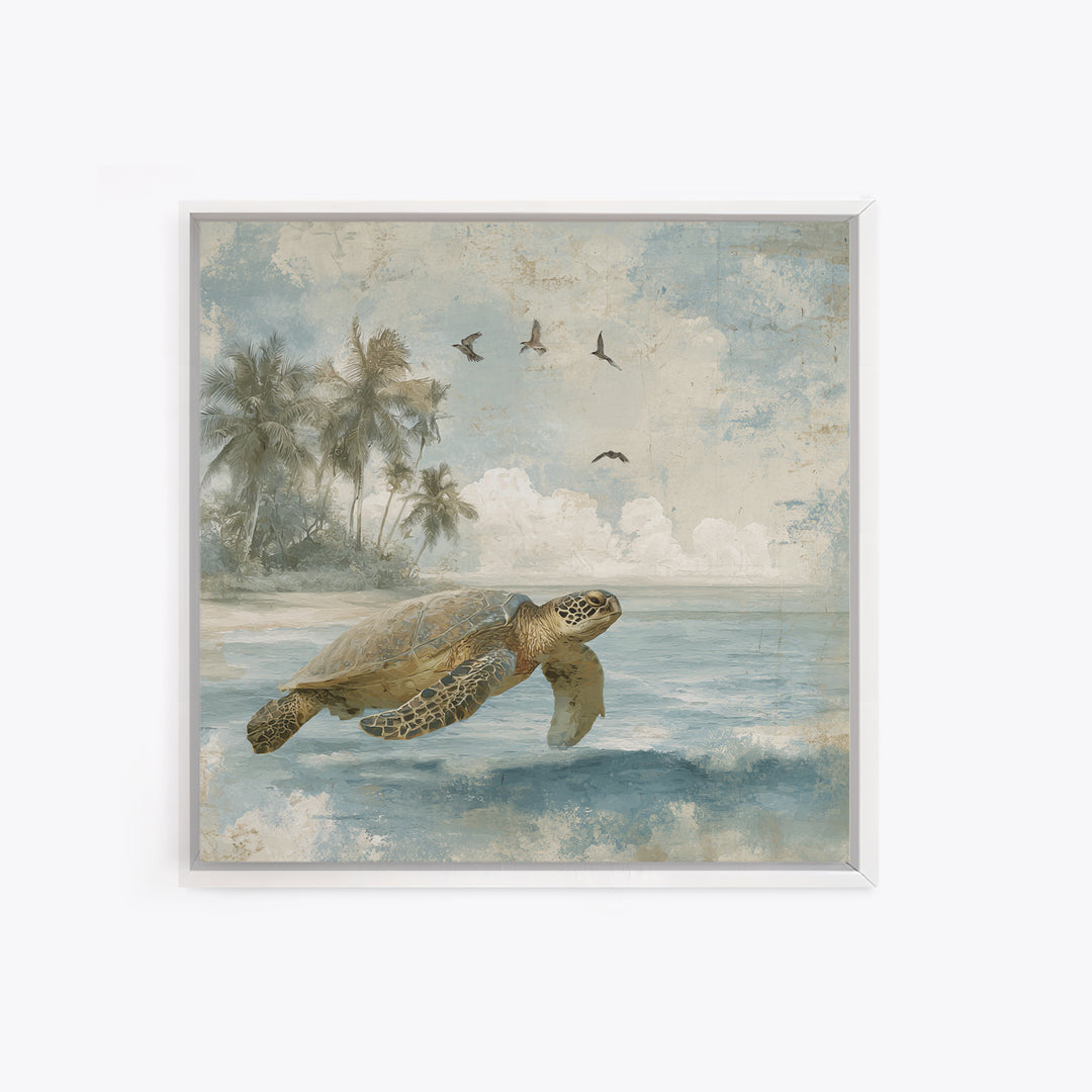 Sea Turtle Near Tropical Reef Canvas Print, Tropical Art, Room Decor, Living Room Decor, Fine Art, Tropic, Printable, TRO-1x1-91