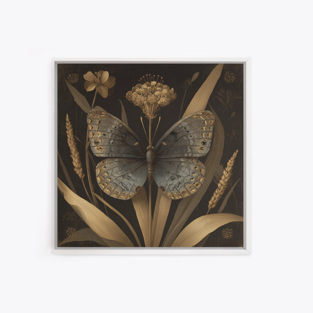 Tropical Butterfly and Flower Study Canvas Print, Tropical Art, Fine Art Print, Living Room Decor, Watercolor Art, Tropic, TRO-1x1-95
