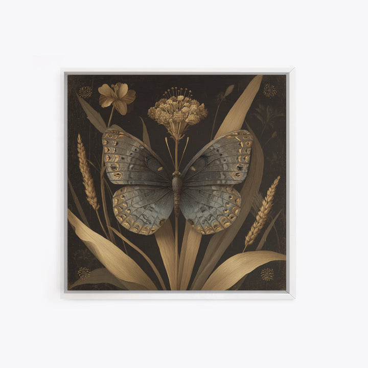 Tropical Butterfly and Flower Study Canvas Print, Tropical Art, Fine Art Print, Living Room Decor, Watercolor Art, Tropic, TRO-1x1-95