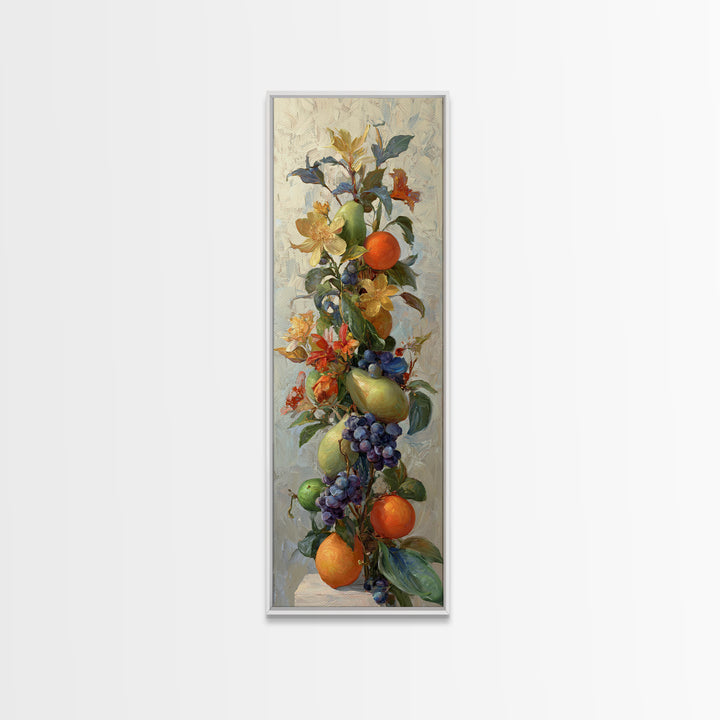 Bright Papaya and Lime Still Life Canvas Print, Tropical Art, Wall Art, Living Room Decor, Oil Painting, Tropic, Pink Wall Art, TRO-1x3-12
